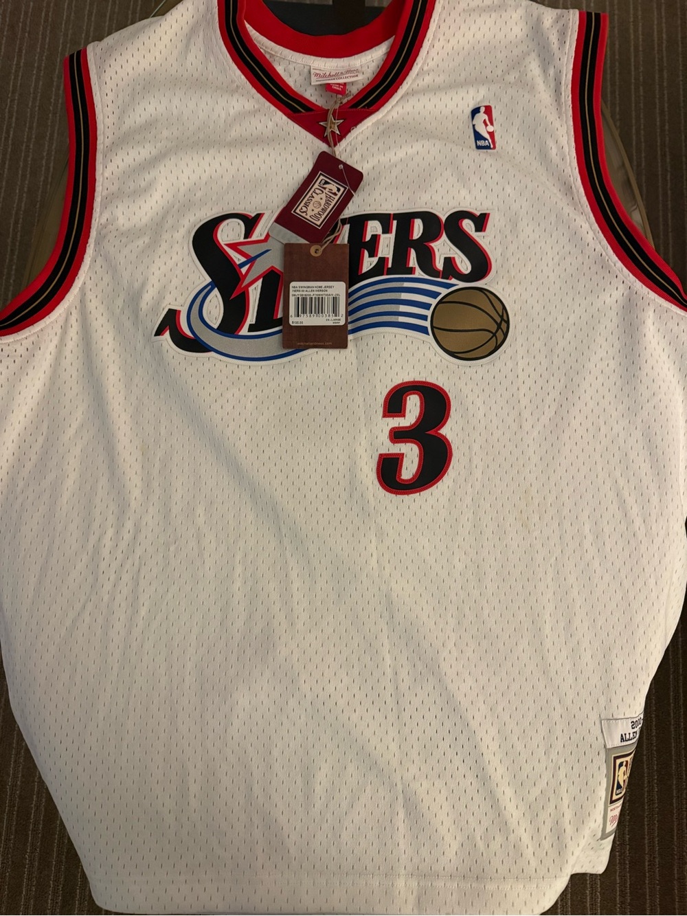 Mitchell & Ness White Hardwood Classics Allen Iverson Jersey Patch